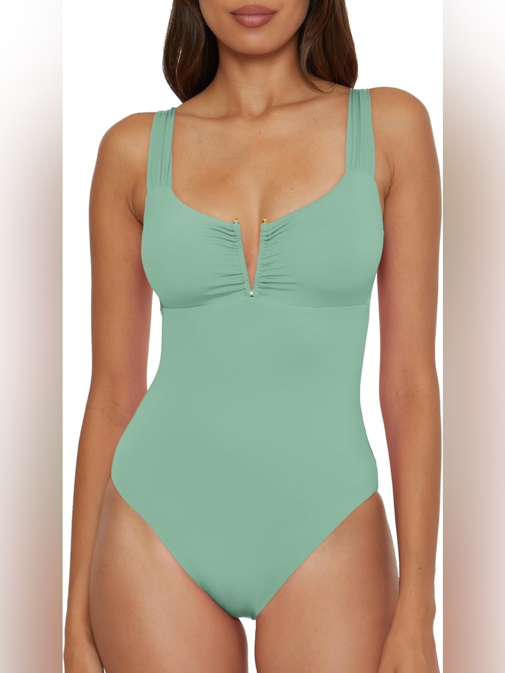 BECCA BY REBECCA VIRTUE VIVIANA PLUNGE ONE-PIECE, Size Amall, $138
